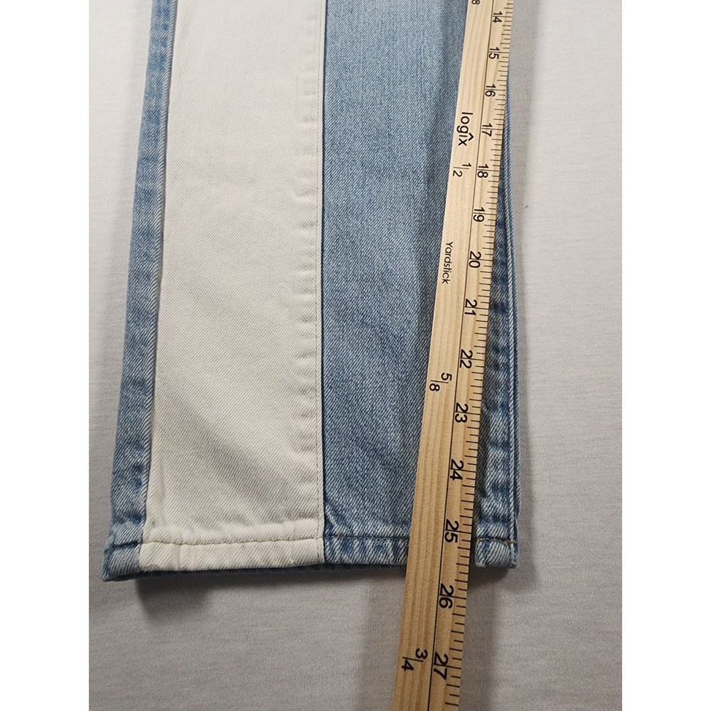 Pistola Y2k Denim Two Tone Contrast Panel 90s Straight Leg Jeans Light Wash Prep - Picture 2 of 9